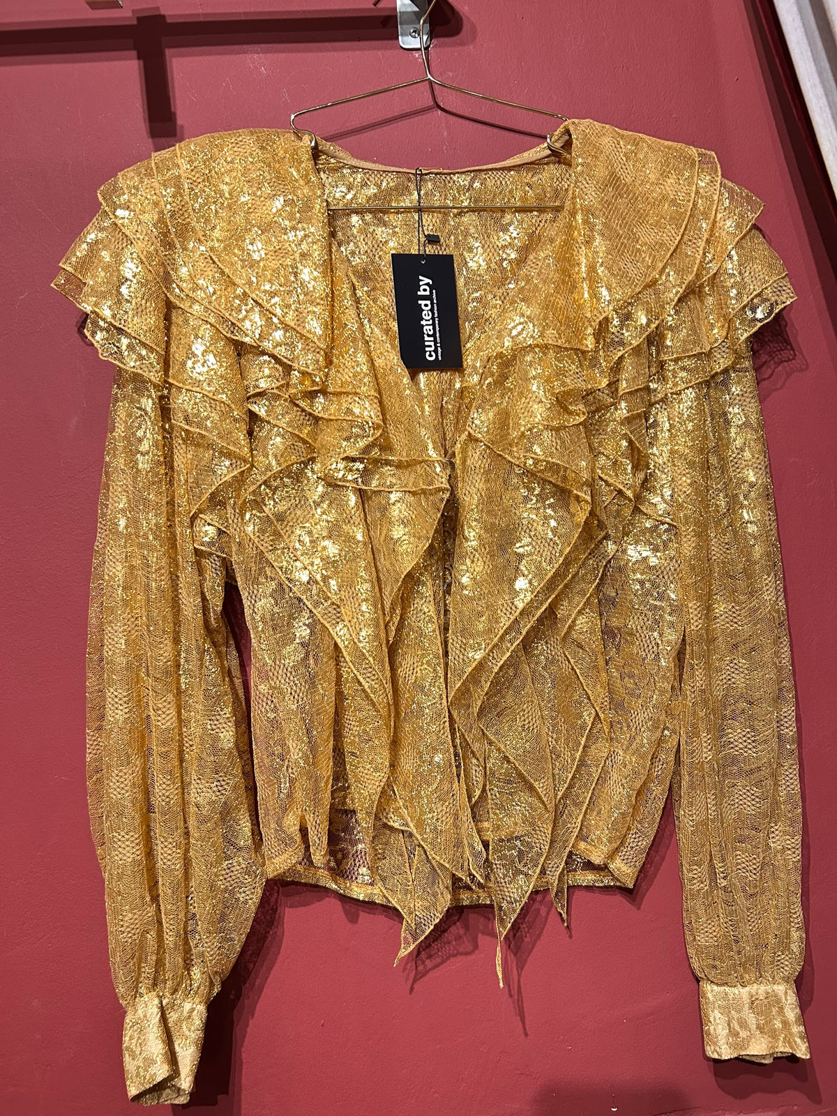 GOLDEN RUFFLES LACE TOP