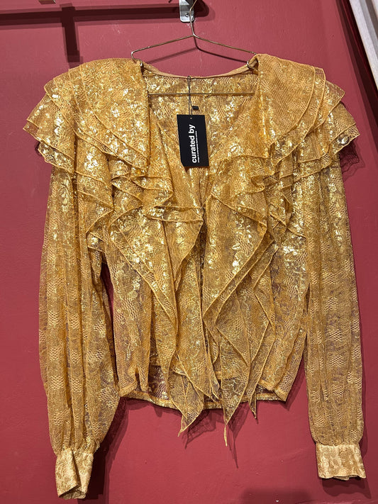 GOLDEN RUFFLES LACE TOP