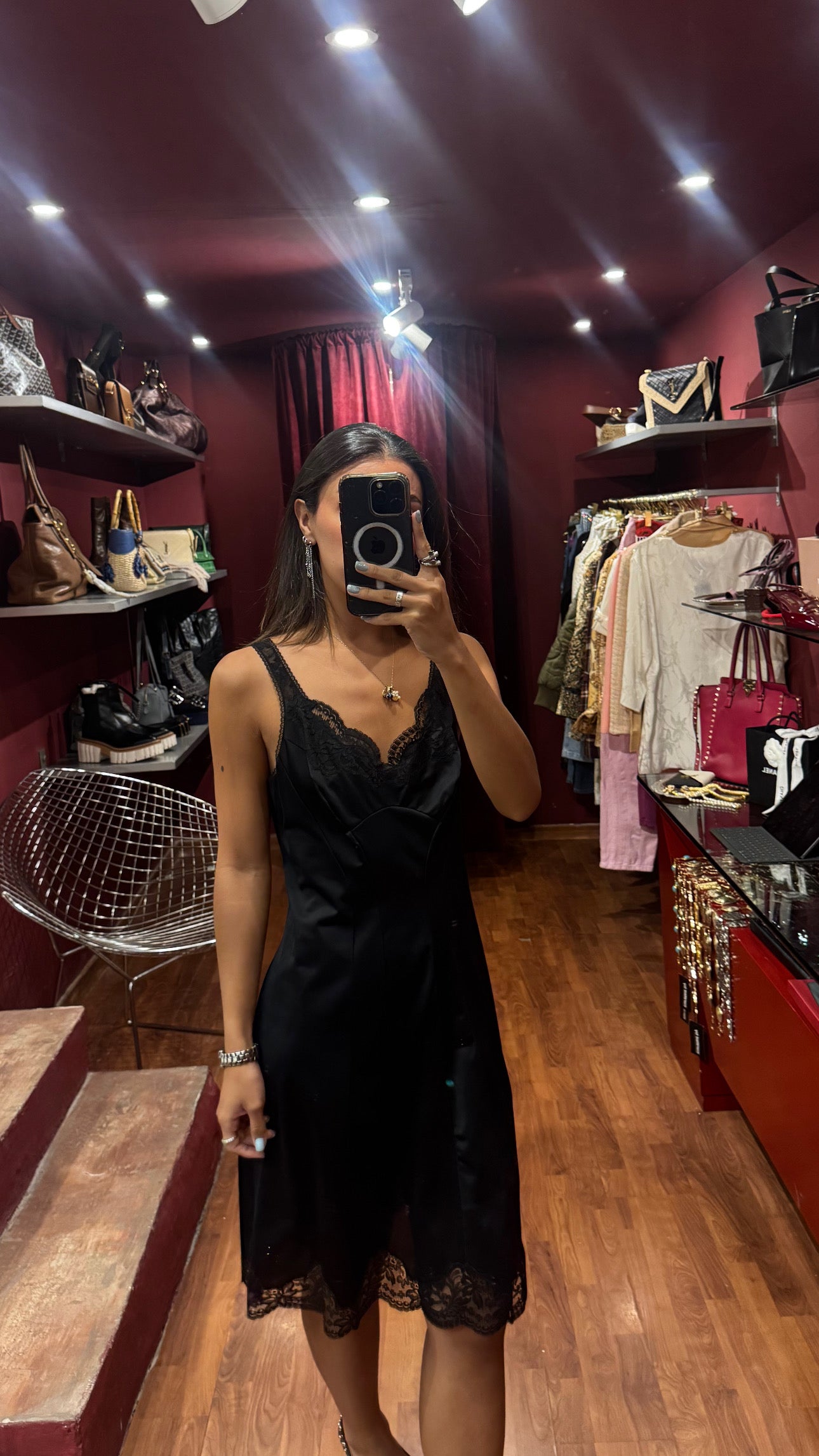 SILK DRESS WITH LACE