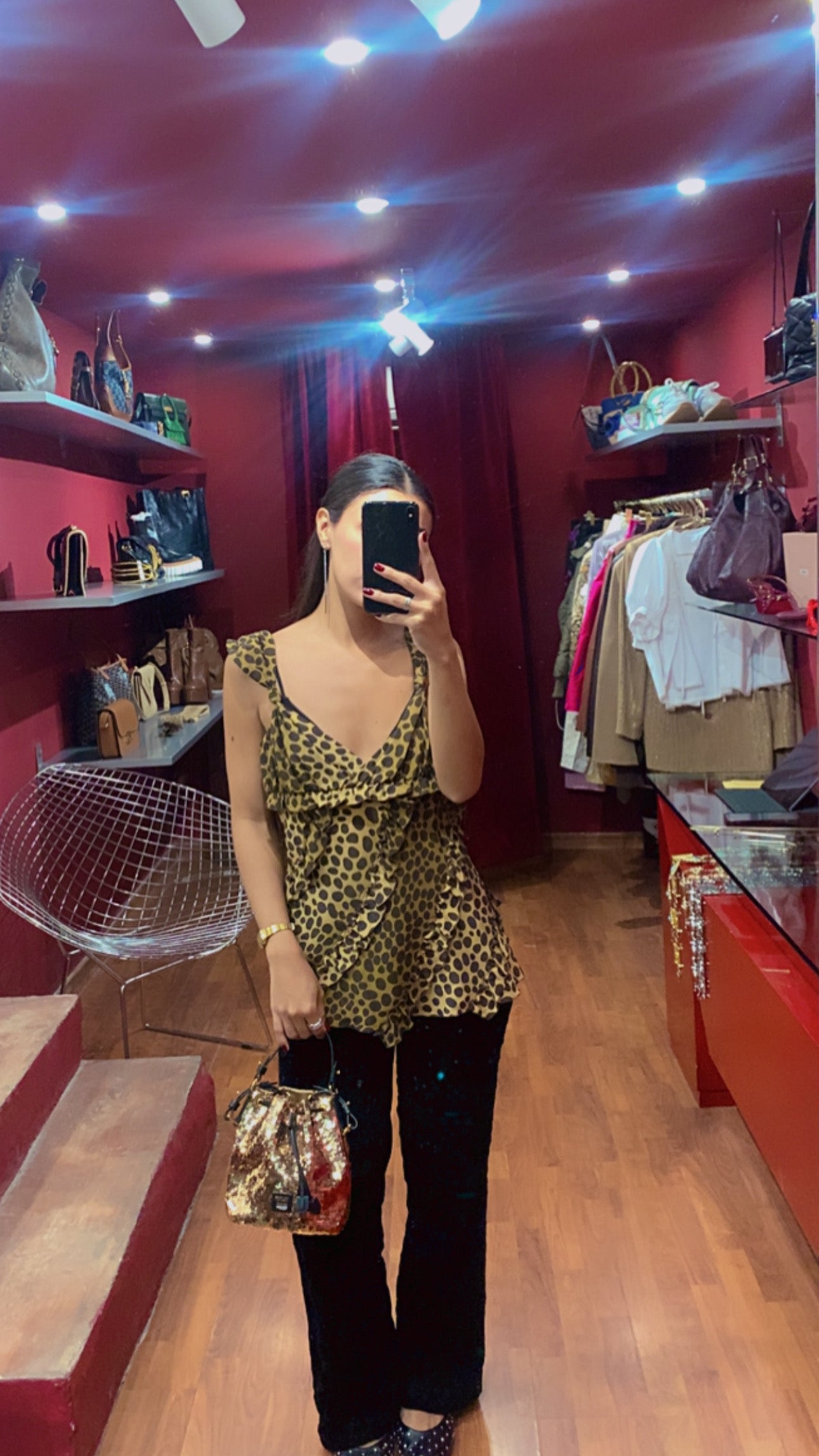 MOSCHINO LEOPARD PRINT STRAPPY TOP