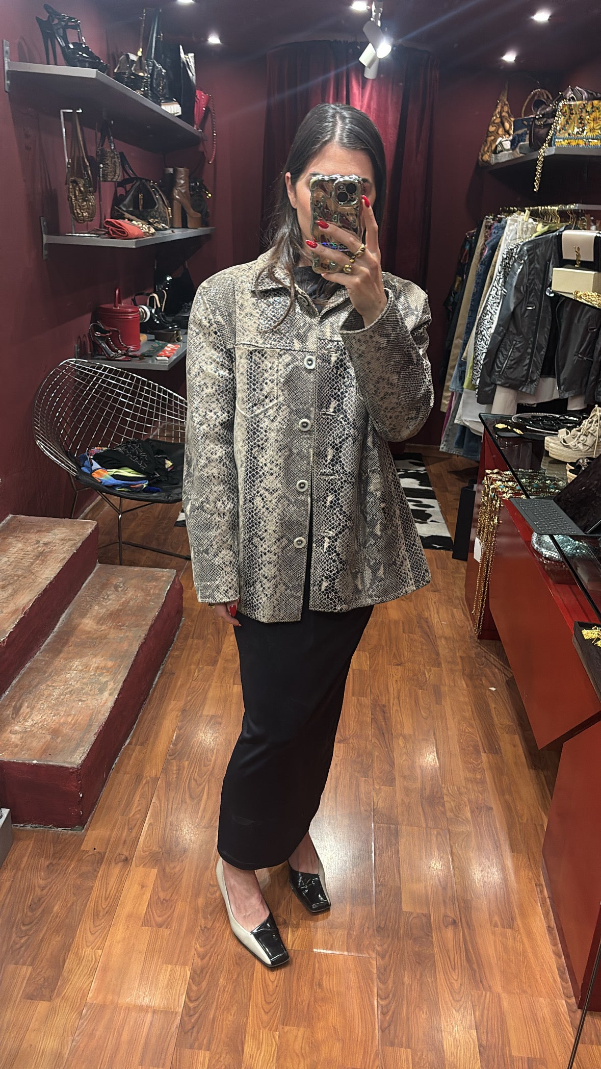 PRINT SNAKE LEATHER JACKET