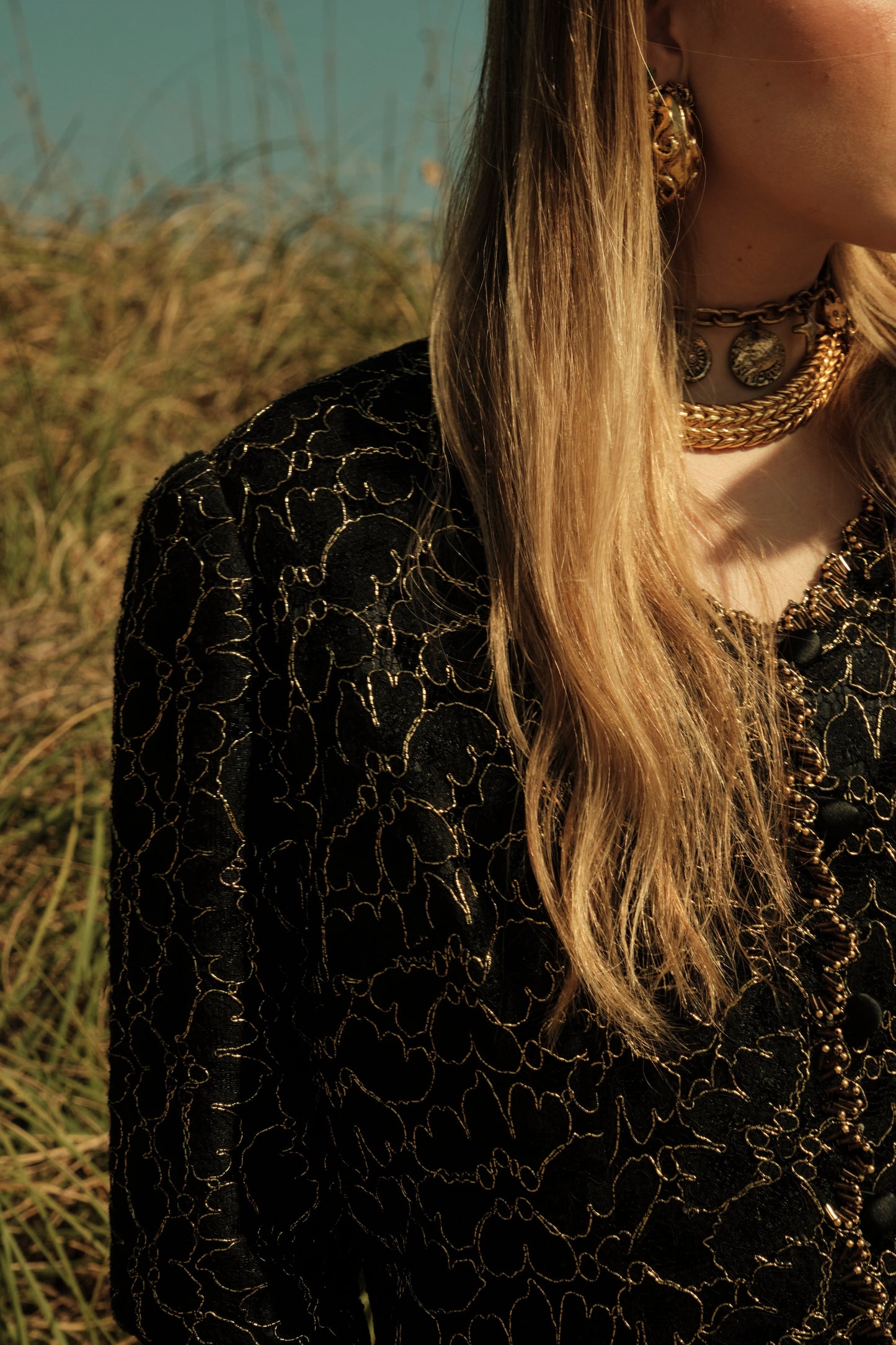 VINTAGE LACE JACKET WITH GOLD-TONES