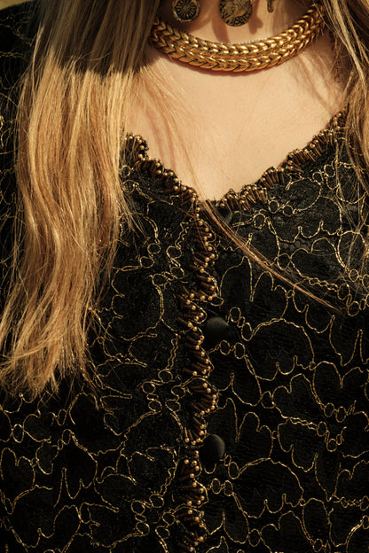 VINTAGE LACE JACKET WITH GOLD-TONES
