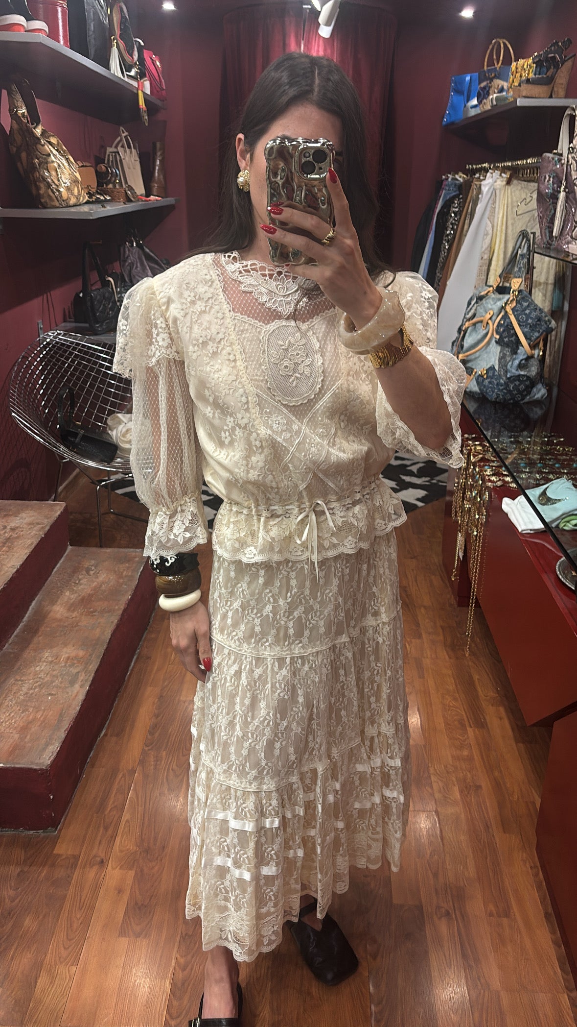 VINTAGE LACE TOP AND SKIRT SET