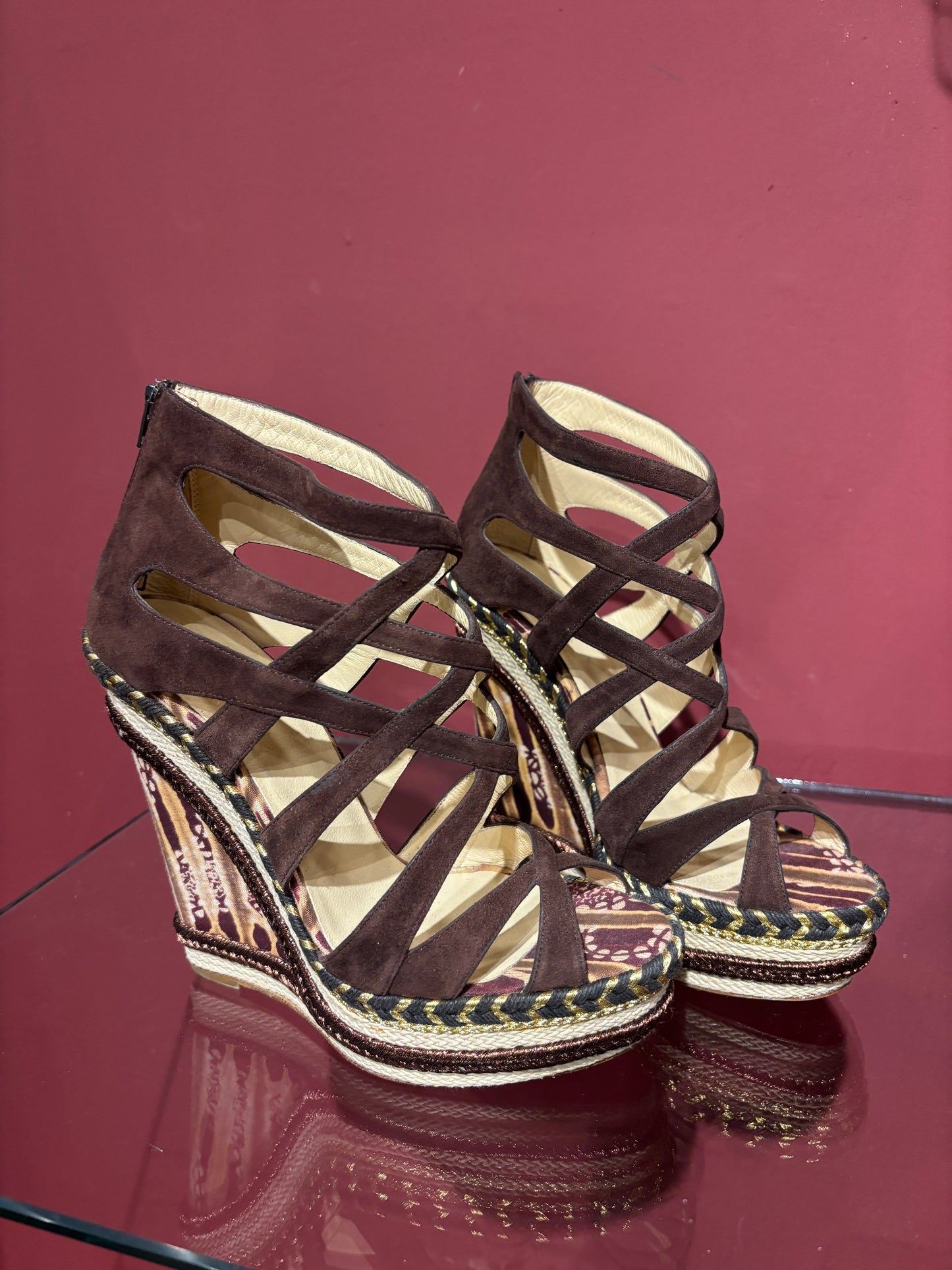 CHRISTIAN LOUBOUTIN TRIBAL SUEDE SANDALS
