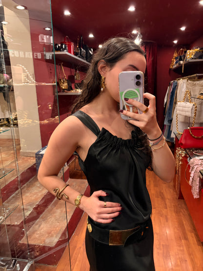 YVES SAINT LAURENT SUEDE BELT WITH GOLD DETAILS