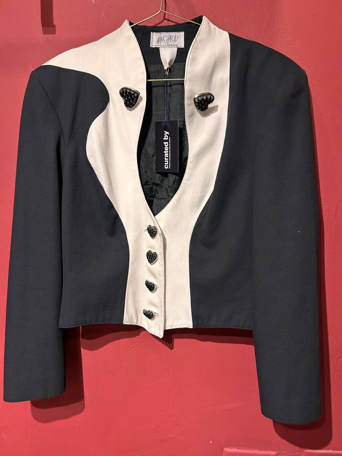 BICOLOR JACKET WITH HEART BUTTONS