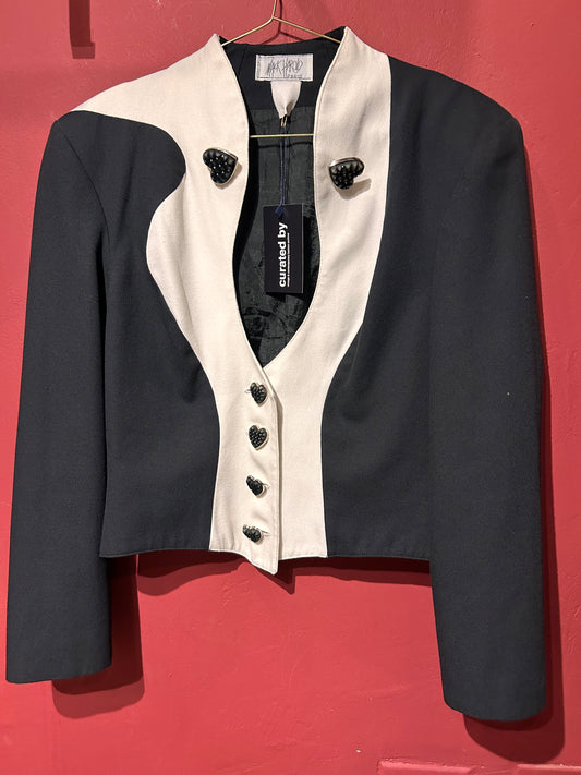 BICOLOR JACKET WITH HEART BUTTONS