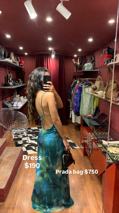 LONG & OPEN BACK MESH DRESS