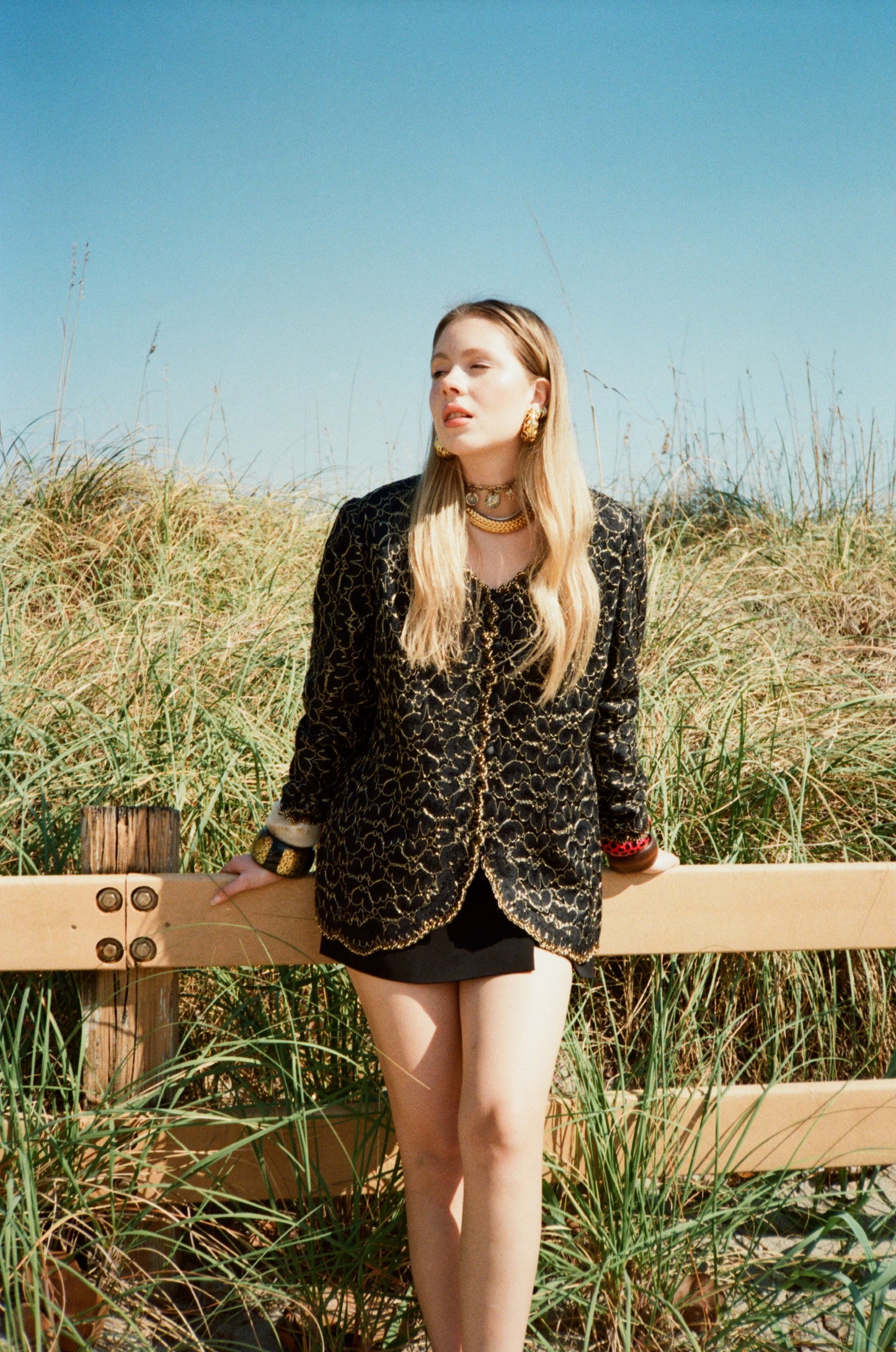 VINTAGE LACE JACKET WITH GOLD-TONES