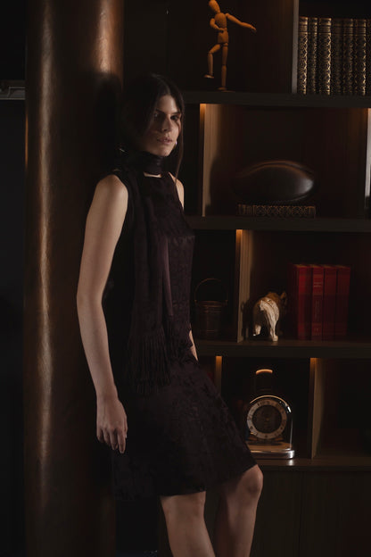 SILK JACQUARD TOP, SKIRT & FOULARD SET