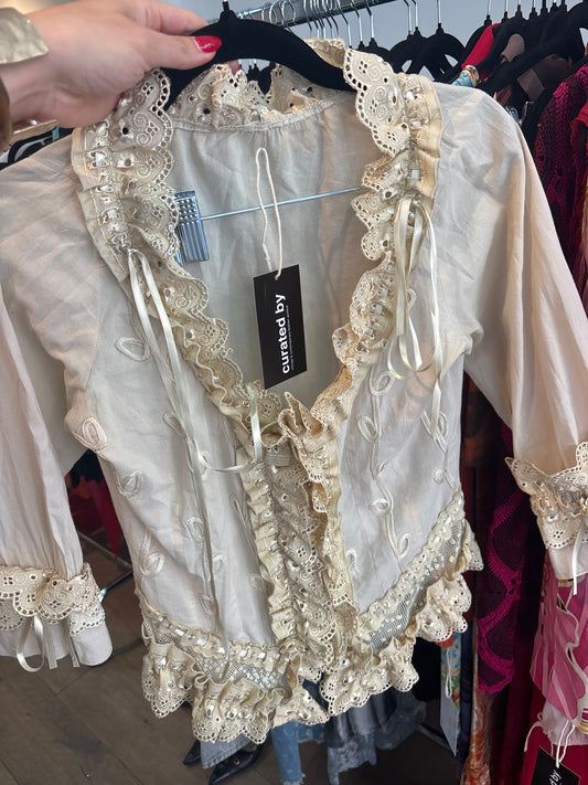21. COTTON AND LACE BEIGE TOP