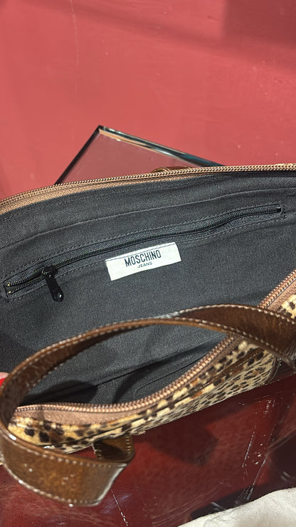 MOSCHINO ANIMAL PRINT VELVET BAG