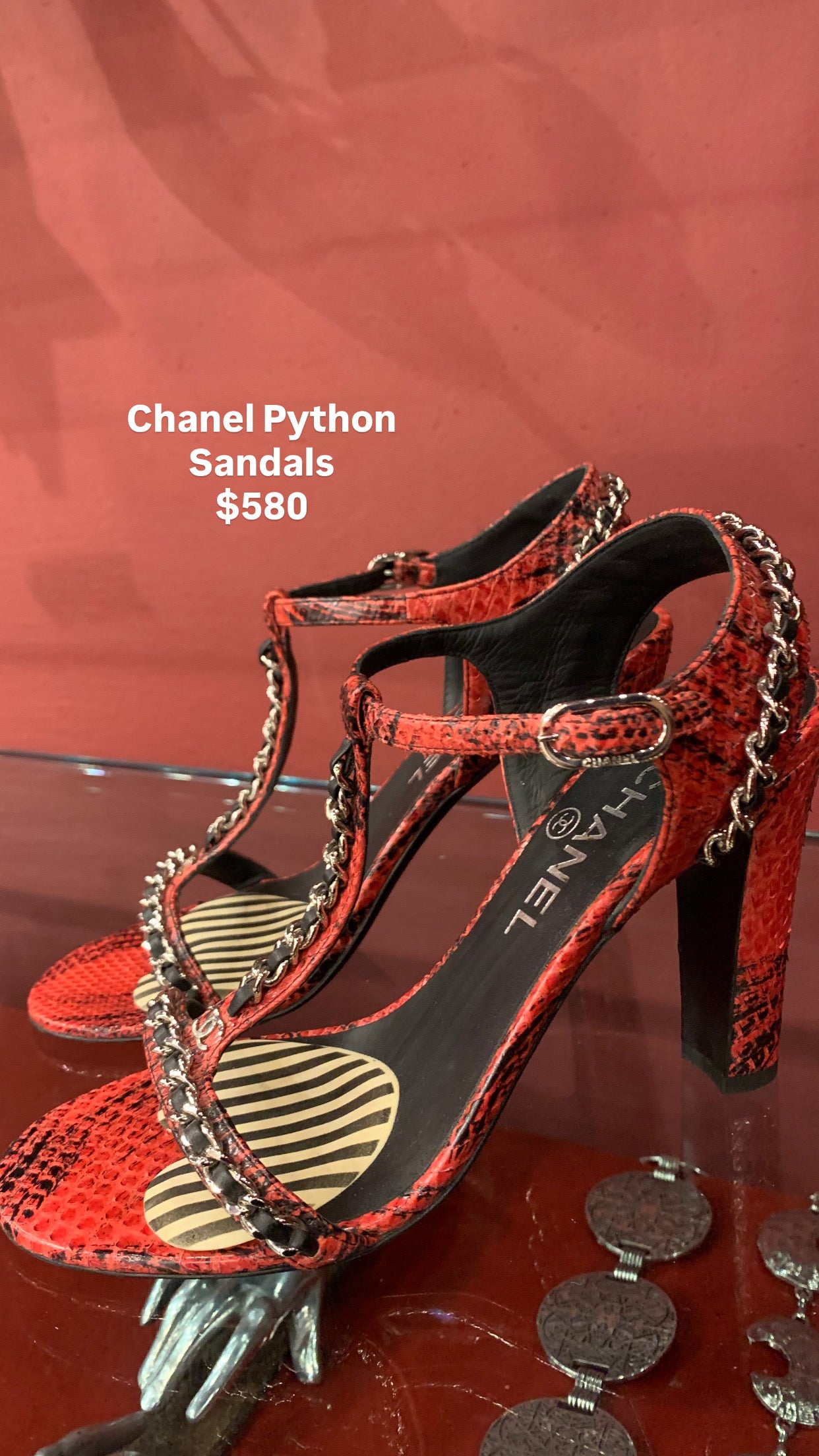 CHANEL VINTAGE PYTHON SANDALS