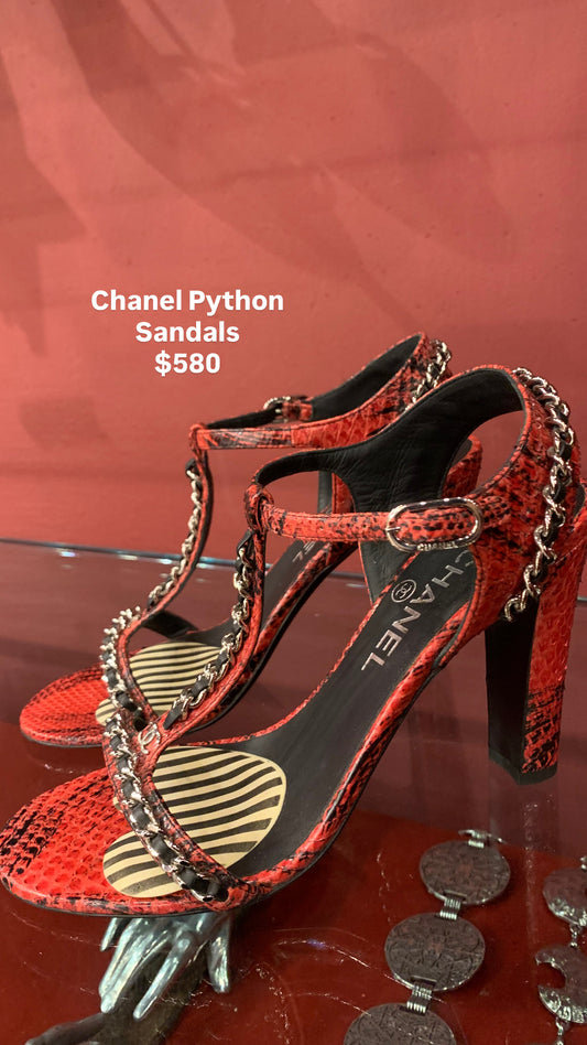 CHANEL VINTAGE PYTHON SANDALS