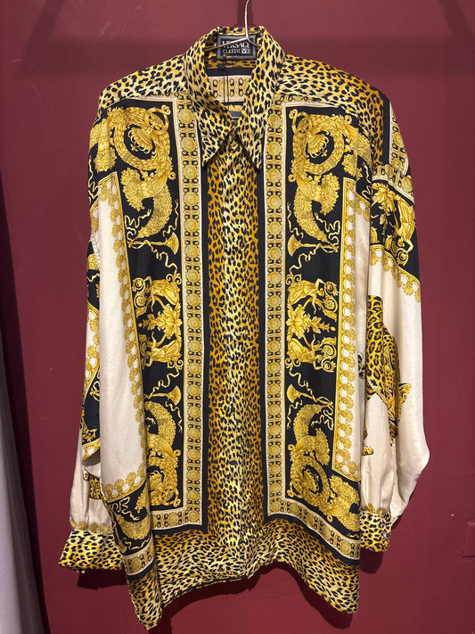 VERSACE VINTAGE MEDUSA ANIMAL PRINT SHIRT