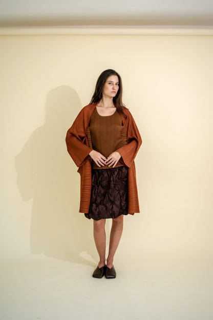 ISSEY MIYAKE LONG PLEATED OVERSHIRT