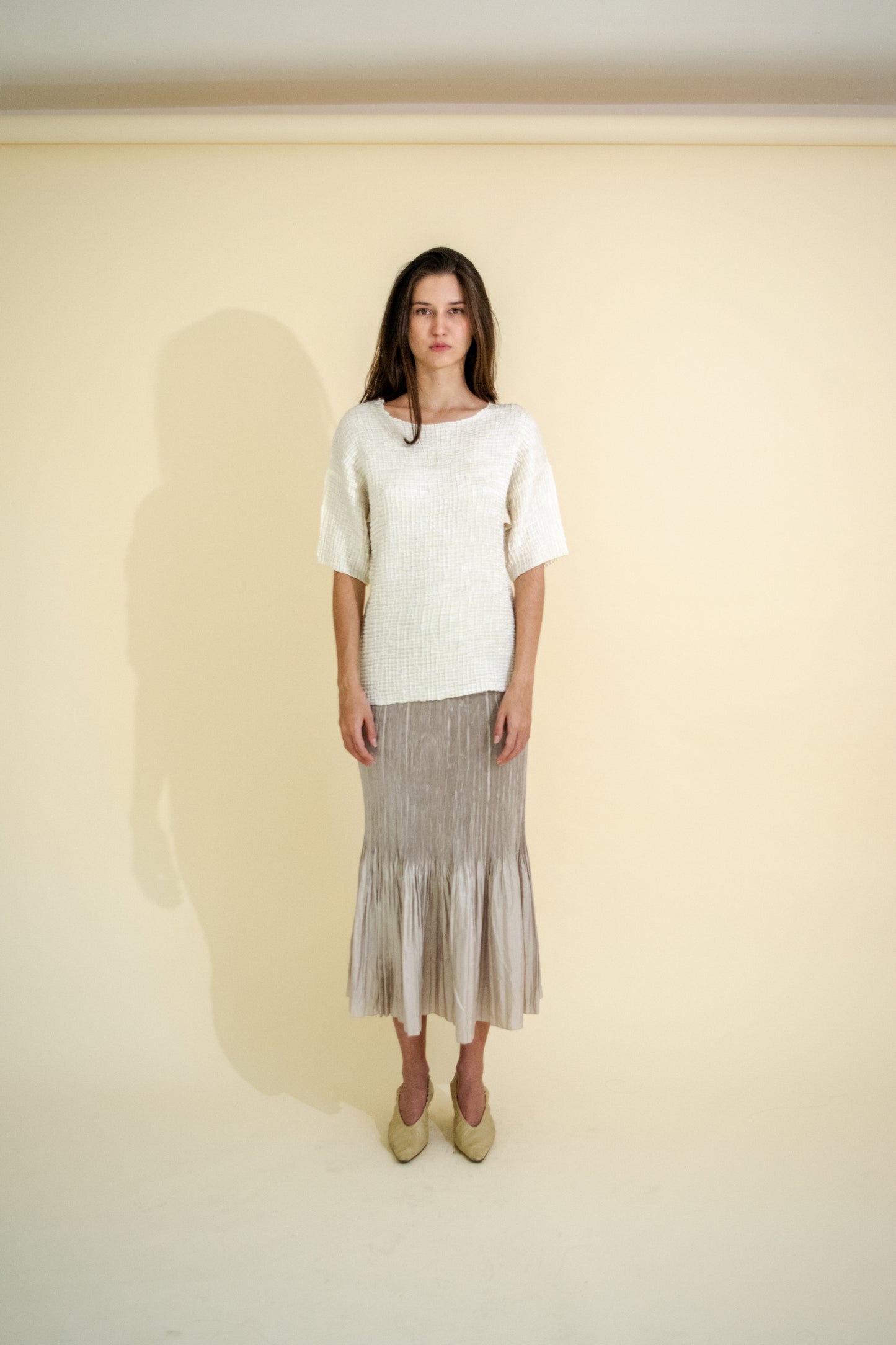 MIRROR MERMAID PLEATS MAXI SKIRT