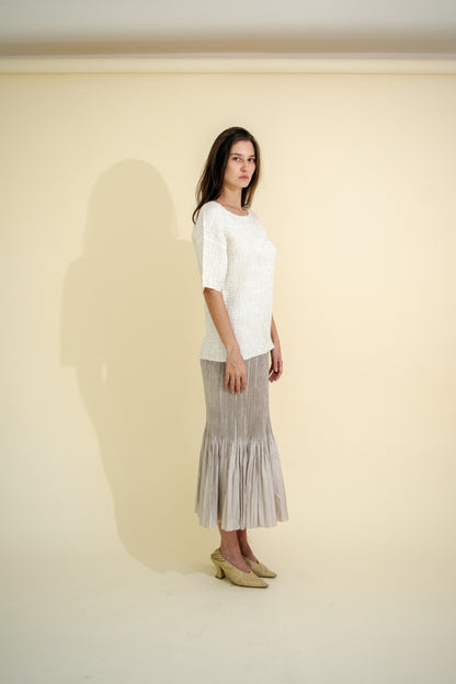 MIRROR MERMAID PLEATS MAXI SKIRT