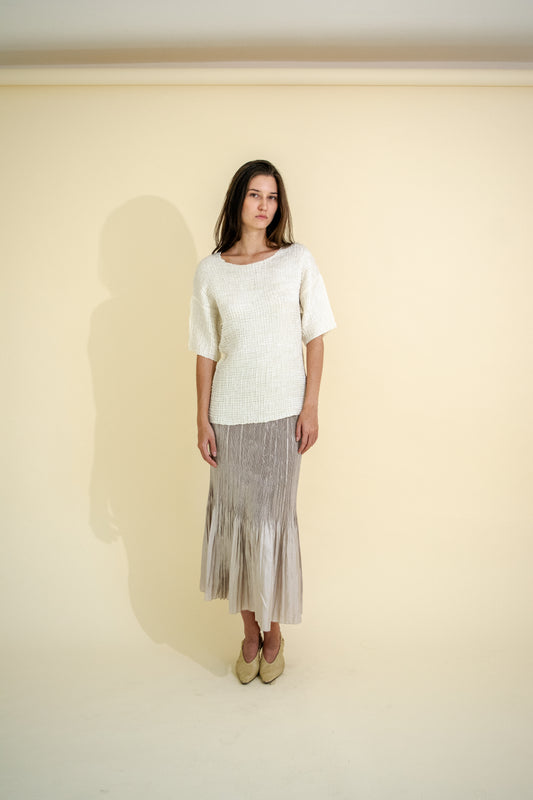 MIRROR MERMAID PLEATS MAXI SKIRT