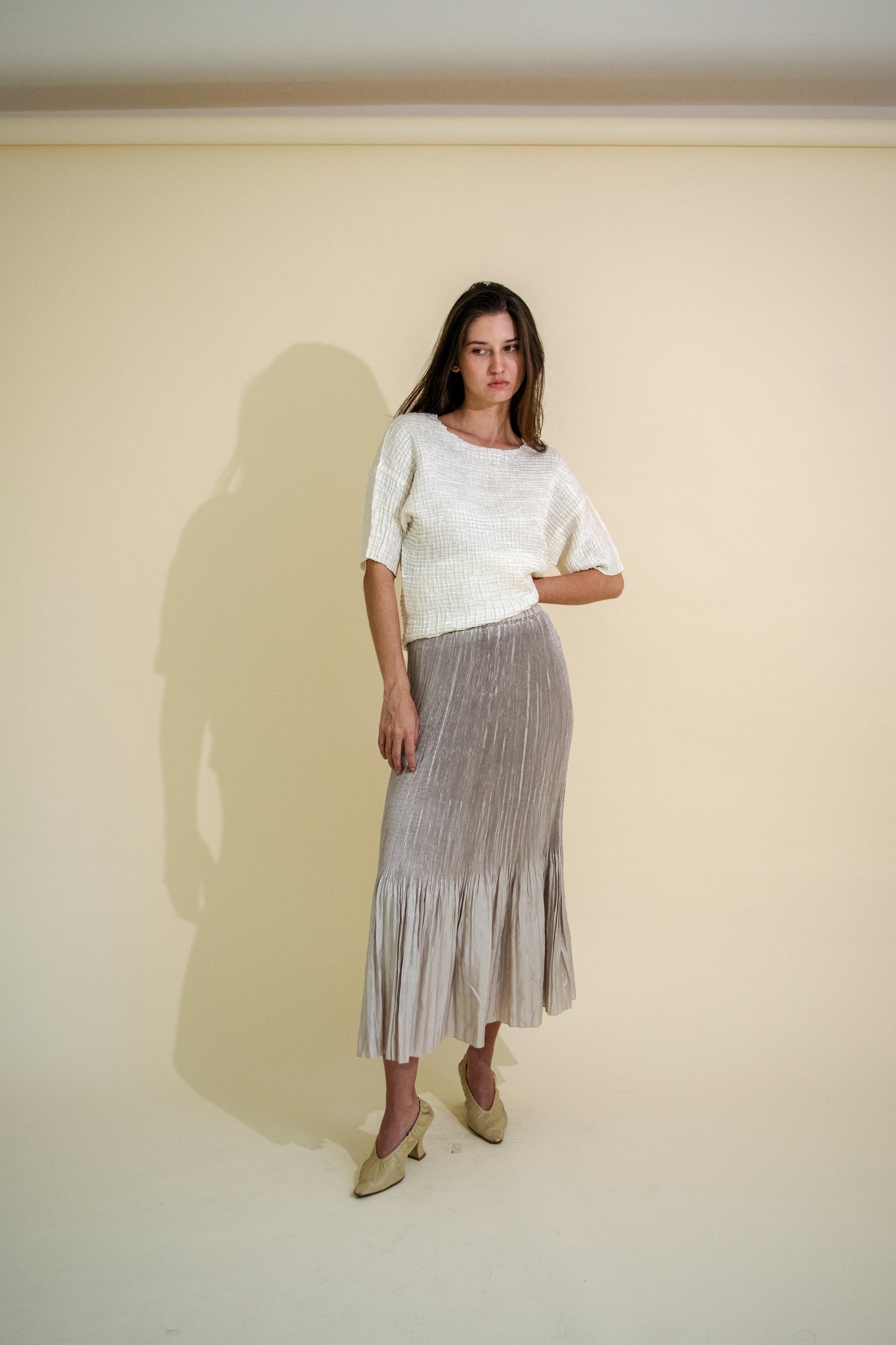 MIRROR MERMAID PLEATS MAXI SKIRT