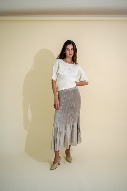 MIRROR MERMAID PLEATS MAXI SKIRT