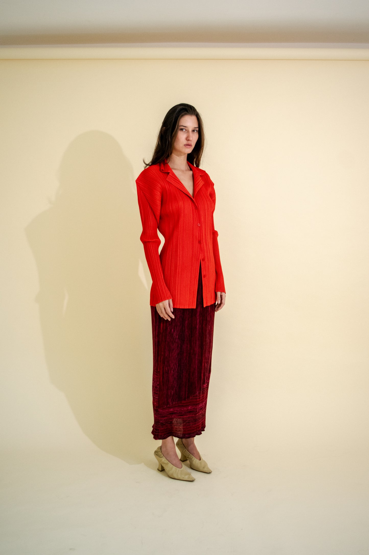 PLEATED TUBE MAXI SKIRT