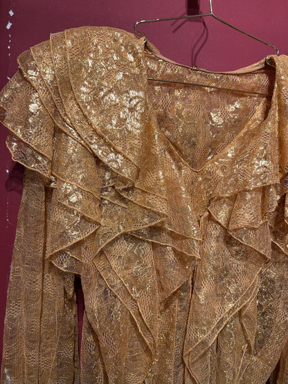 GOLDEN RUFFLES LACE TOP