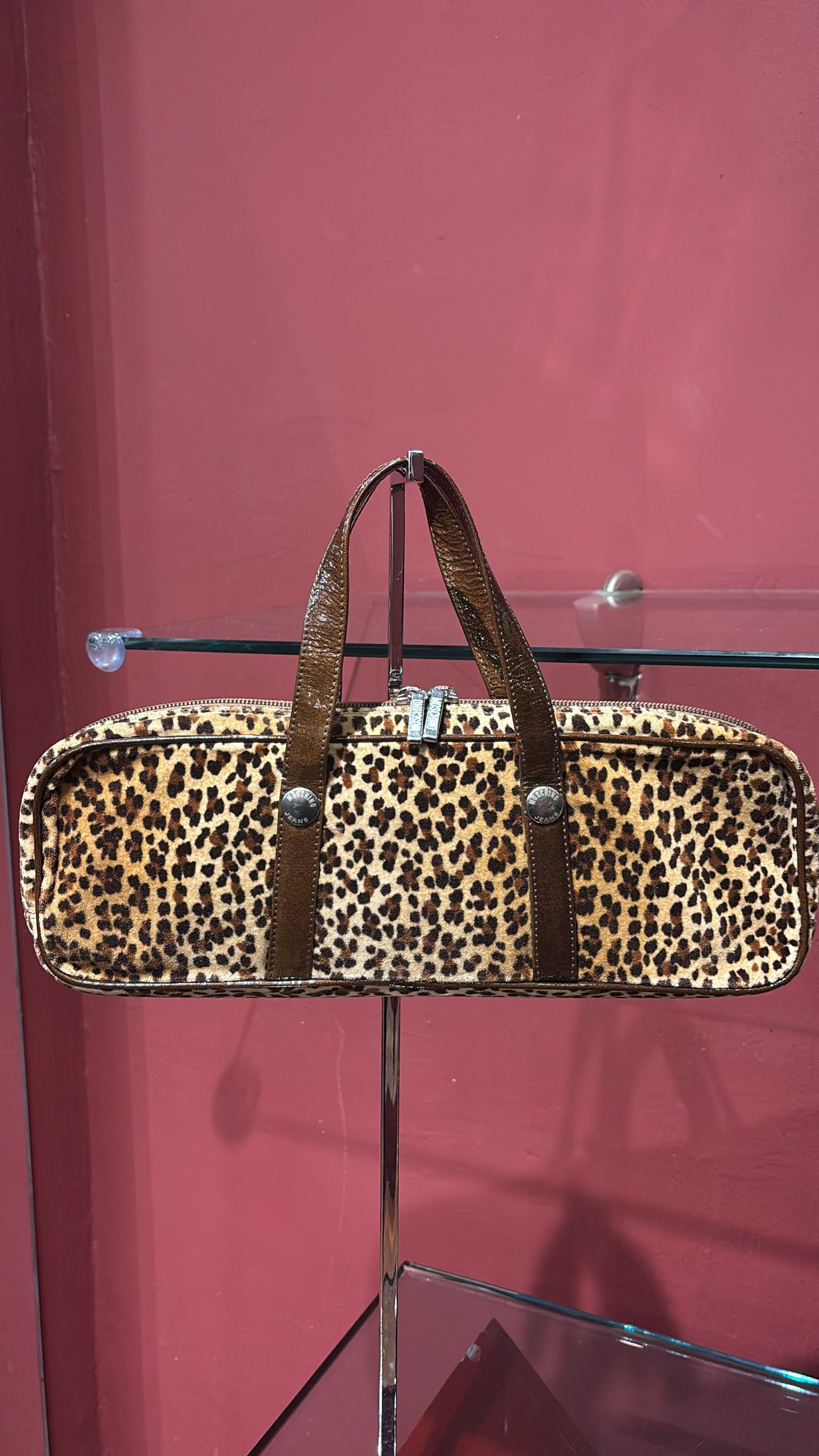 MOSCHINO ANIMAL PRINT VELVET BAG