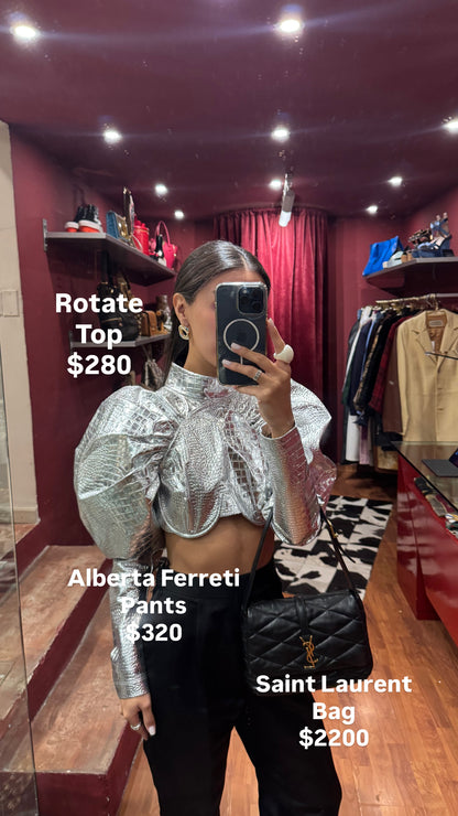 ROTATE SILVER CROP TOP