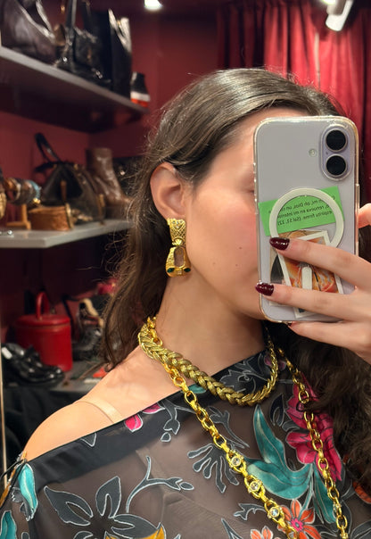 VINTAGE EARRINGS WITH GREEN STONES