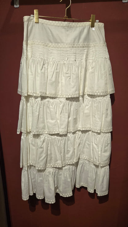 CHANEL LONG PLEATED & RUFFLES SKIRT