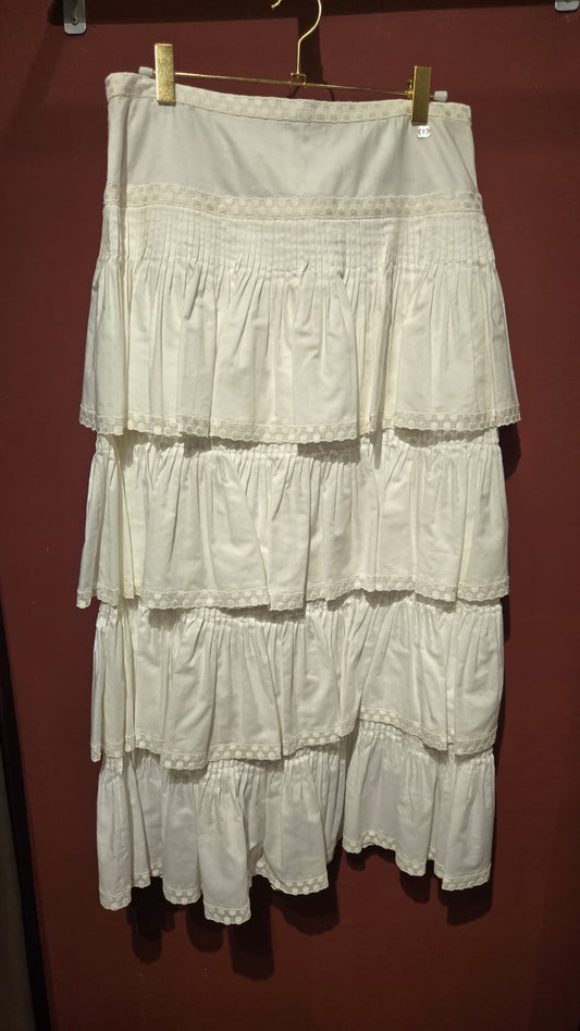 CHANEL LONG PLEATED & RUFFLES SKIRT