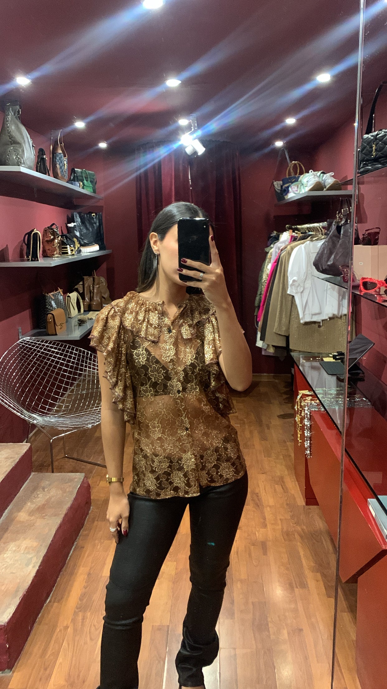 BROWN LACE TOP