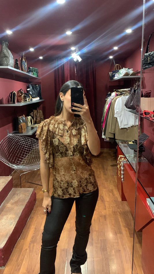 BROWN LACE TOP