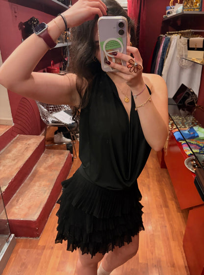 MORGAN SHORT DRESS WITH DRAPPED SKIRT AND OPEN BACK