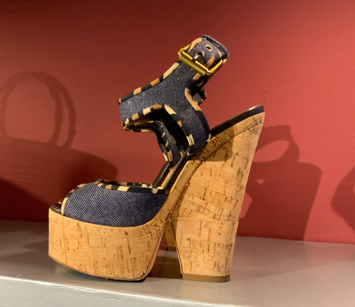 GIUSEPPE ZANNOTTI DENIM PLATFORM SANDALS- SIZE 37