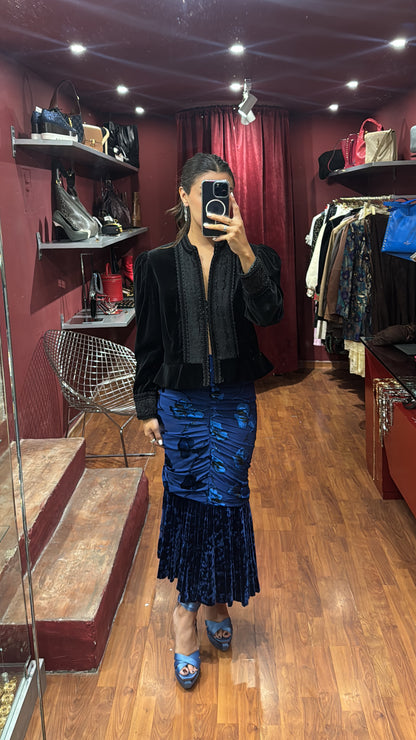 DRAPPED VELVET SKIRT