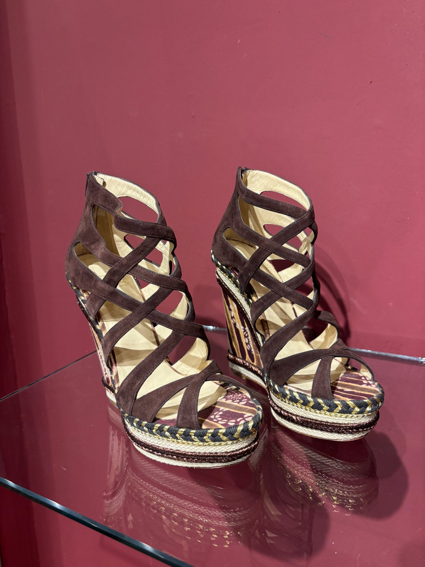 CHRISTIAN LOUBOUTIN TRIBAL SUEDE SANDALS