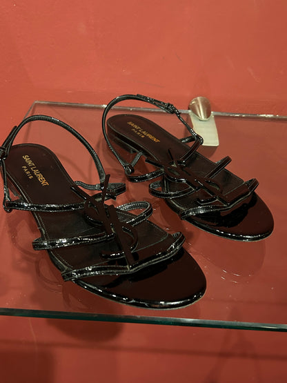 SAINT LAURENT CASSANDRA PATENT LEATHER SANDAL (39)