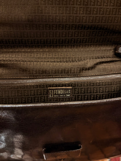 FENDI BROWN LEATHER CROSSBODY ENVELOPE BAG