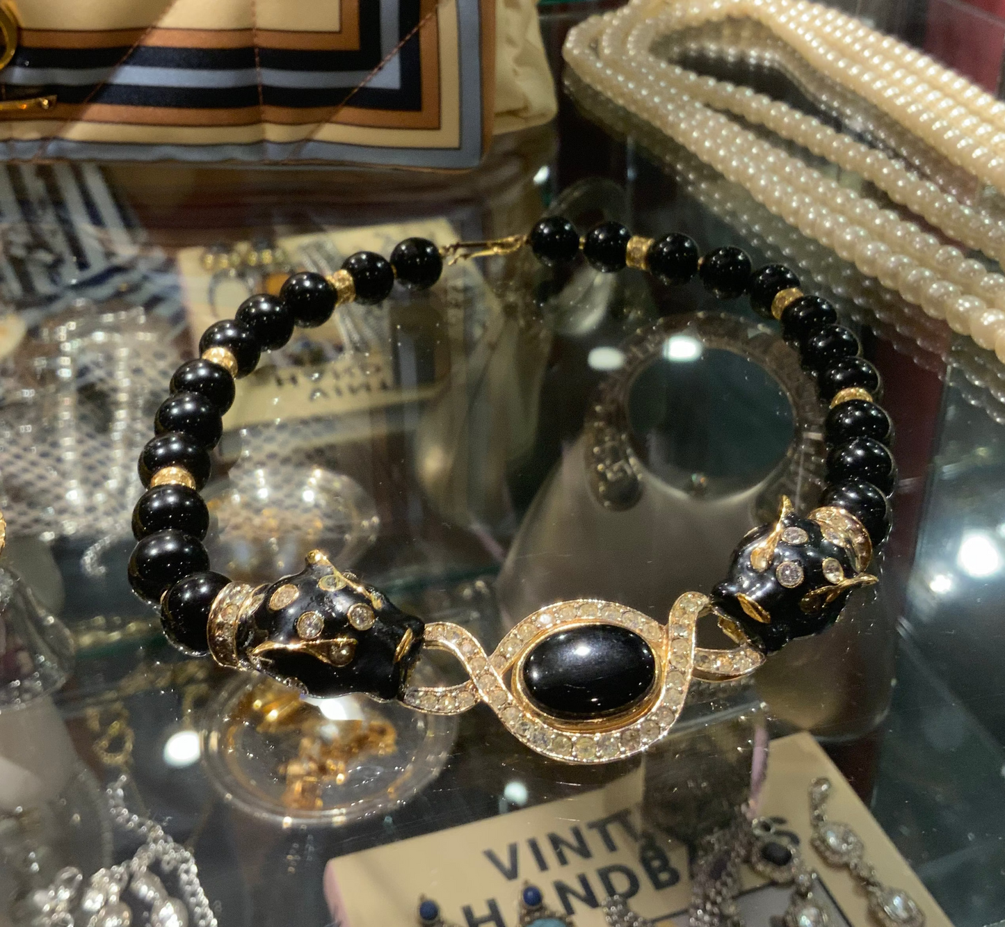 TIGER HEADS AND CRYSTALS NECKLACE
