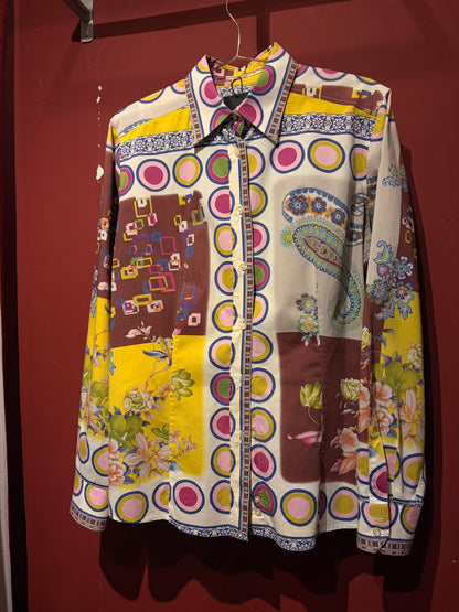 ETRO COTTON SHIRT WITH ICONIC FLOWER PRINT