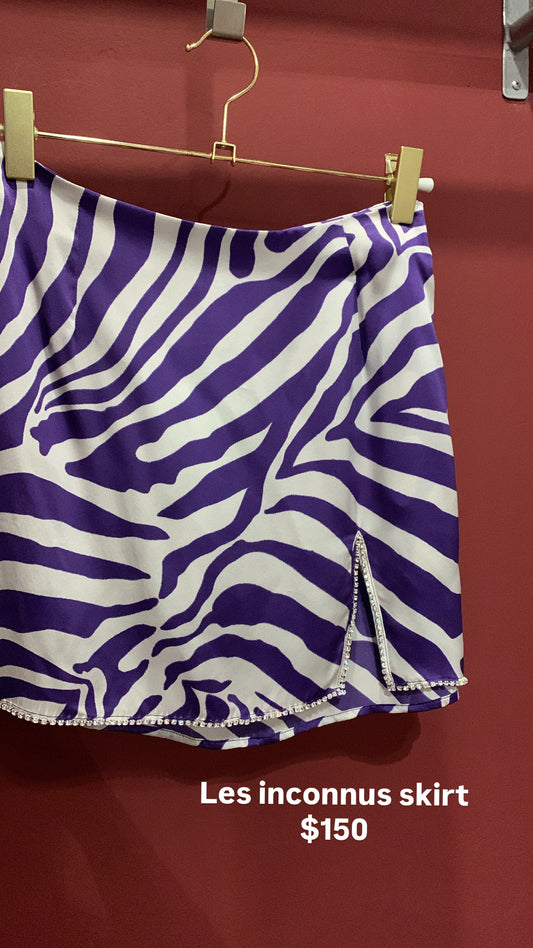 LES INCONNUS SILK SKIRT WITH CRYSTALS