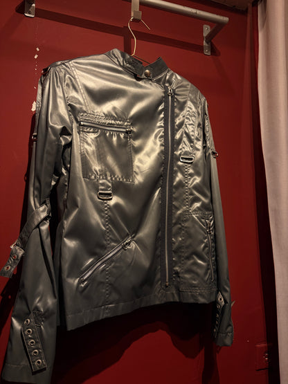SPORTY SILVER JACKET WITH BUCKLES