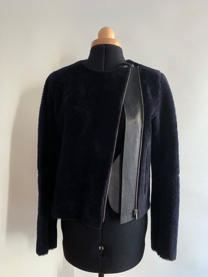 CELINE x PHOEBE PHILO LEATHER JACKET WITH FUR