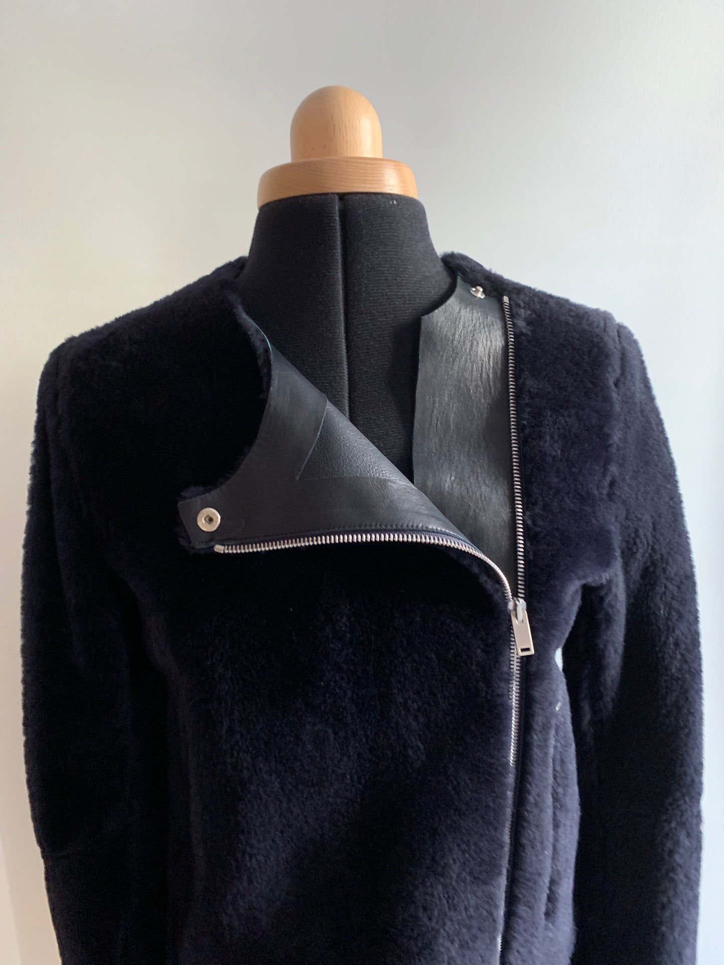 CELINE x PHOEBE PHILO LEATHER JACKET WITH FUR