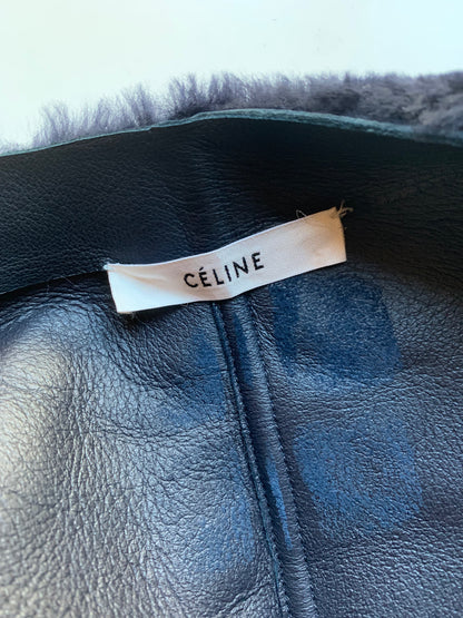CELINE x PHOEBE PHILO LEATHER JACKET WITH FUR