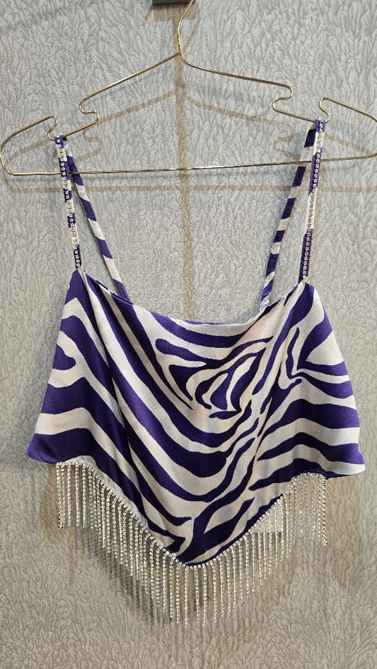 LES INCONNUS SILK TOP WITH CRYSTALS