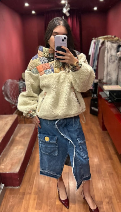 SEA NEW YORK & GUCCI PATCHWORK AND SHEARLING JACKET